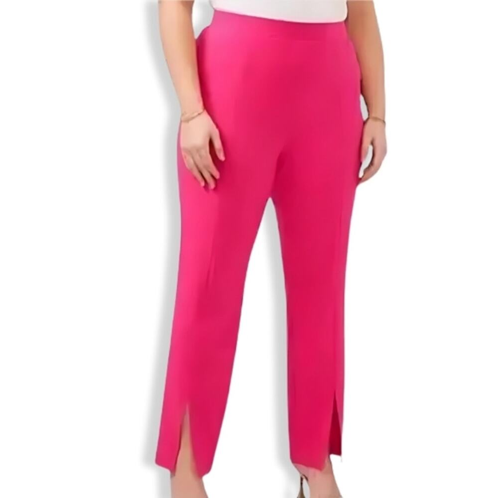 1. State Pants Front Hem Side Slit Zip Closure Elastic Waistband Pink W 6 NWOT
